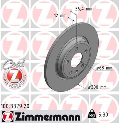 ZIMMERMANN Brake disc solid 100.3379.20 Brake rotor,Brake discs AUDI,A4 B9 Avant (8W5, 8WD),A5 Sportback (F5A),Q5 (FYB),A4 B9 Limousine (8W2, 8WC)
