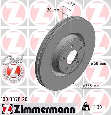 ZIMMERMANN Brake disc AUDI 100.3378.20 8W0615301AB,8W0615301P,L8W0615301AB Brake rotor,Brake discs,Brake rotors L8W615301AB,80A615301F,8W0615301AB