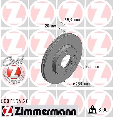 Brake Disc COAT Z 600.1594.20 Zimmermann