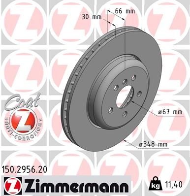 ZIMMERMANN Brake disc internally vented 150.2956.20 Brake rotor,Brake discs BMW,5 Touring (G31),5 Limousine (G30, F90),X3 (G01, F97),3 Limousine (G20)