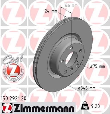 ZIMMERMANN Brake disc internally vented 150.2921.20 Brake rotor,Brake discs BMW,1 Schrägheck (F20),3 Touring (F31),3 Limousine (F30, F80)