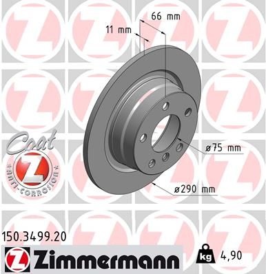 ZIMMERMANN Brake disc solid 150.3499.20 Brake rotor,Brake discs BMW,1 Schrägheck (F20),1 Schrägheck (F21),2 Coupe (F22, F87),2 Cabrio (F23)