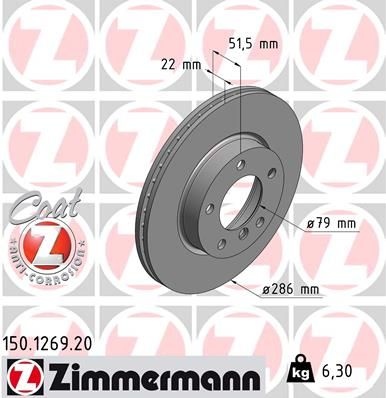 ZIMMERMANN Brake disc BMW 150.1269.20 34111160674,34111162282,34111162288 Brake rotor,Brake discs,Brake rotors 34111164199,34111164431,34111164921