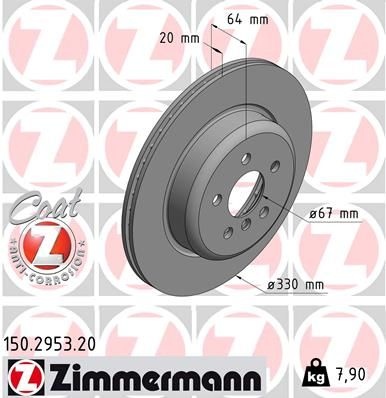 ZIMMERMANN Brake disc BMW,TOYOTA 150.2953.20 34206865724,34206883980,34207915320 Brake rotor,Brake discs,Brake rotors 34216882246,34206865724