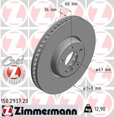 ZIMMERMANN Brake disc BMW,TOYOTA 150.2937.20 34106880076,34107915322,34108858706 Brake rotor,Brake discs,Brake rotors 34116860912,34116860912