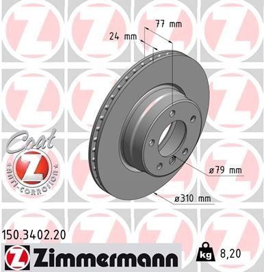 ZIMMERMANN Brake disc BMW 150.3402.20 34116756745,34116764021,34116778967 Brake rotor,Brake discs,Brake rotors 34116864059,34116756745,34116764021
