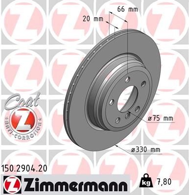 ZIMMERMANN Brake disc internally vented 150.2904.20 Brake rotor,Brake discs BMW,3 Touring (F31),3 Limousine (F30, F80),4 Gran Coupe (F36),3 GT (F34)