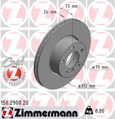 ZIMMERMANN Brake disc internally vented 150.2900.20 Brake rotor,Brake discs BMW,3 Touring (E91),3 Limousine (E90),1 Schrägheck (F20),3 Touring (F31)