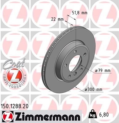ZIMMERMANN Brake disc BMW 150.1288.20 34111164539,34116757526,34116766224 Brake rotor,Brake discs,Brake rotors 34116794302,34116855152,34116864058