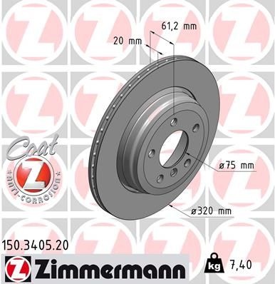 ZIMMERMANN Brake disc BMW 150.3405.20 34216753215,34216772085,34216864061 Brake rotor,Brake discs,Brake rotors 34216753215,34216772085,34216864061