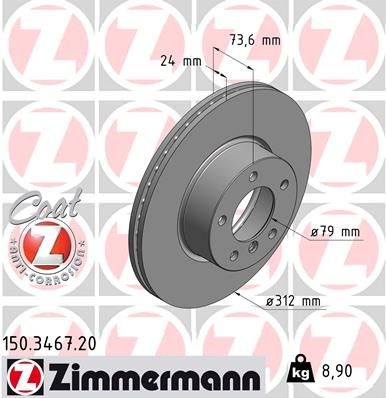 ZIMMERMANN Brake disc internally vented 150.3467.20 Brake rotor,Brake discs BMW,3 Touring (E91),3 Limousine (E90),1 Schrägheck (F20)