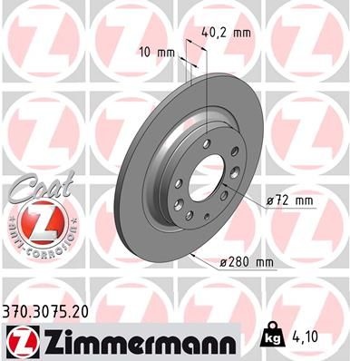 ZIMMERMANN Brake disc MAZDA 370.3075.20 G25Y26251,GF3Y26251,GF3Y26251A Brake rotor,Brake discs,Brake rotors GFYY26251,N12326251,N12326251A,N12326251B