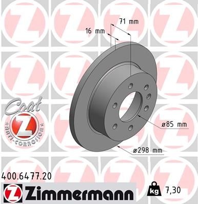 ZIMMERMANN Brake disc VW,MERCEDES-BENZ 400.6477.20 9064230012,9104230000,9104230100 Brake rotor,Brake discs,Brake rotors A9064230012,A9104230000