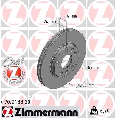 ZIMMERMANN Brake disc RENAULT,NISSAN,DACIA 470.2433.20 4020600Q0L,4020600Q1B,4020600Q2M Brake rotor,Brake discs,Brake rotors 402060010R,402063793R