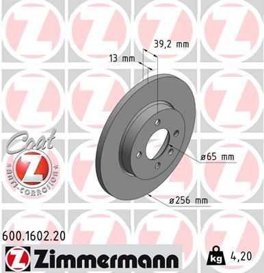 Brake Disc COAT Z 600.1602.20 Zimmermann