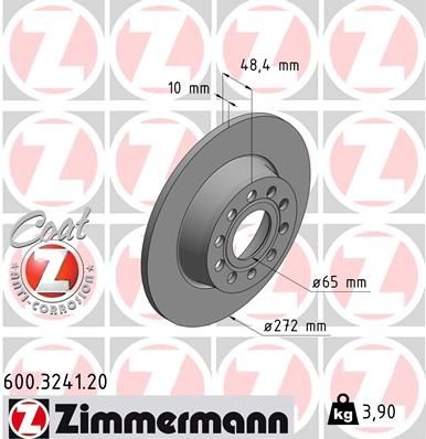 ZIMMERMANN Brake disc solid 600.3241.20 Brake rotor,Brake discs VW,AUDI,SKODA,Golf VII Schrägheck (5G1, BQ1, BE1, BE2),TOURAN (1T1, 1T2),GOLF VI (5K1)