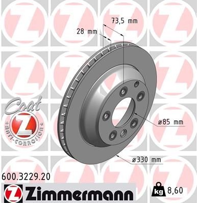 ZIMMERMANN Brake disc internally vented 600.3229.20 Brake rotor,Brake discs VW,AUDI,PORSCHE,Touareg (7LA, 7L6, 7L7),Touareg (7P5, 7P6),Touareg (CR7)