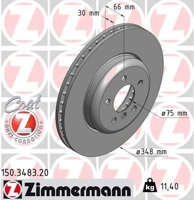 ZIMMERMANN Brake disc internally vented 150.3483.20 Brake rotor,Brake discs BMW,5 Touring (F11),5 Limousine (F10),6 Gran Coupe (F06),6 Coupe (F13)