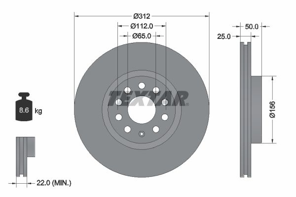 TEXTAR Brake disc VW,AUDI,FORD 92120505 1K0615301AA,1K0615301D,561615301 Brake rotor,Brake discs,Brake rotors 561615301B,5C0615301B,5C0615301E,2530560