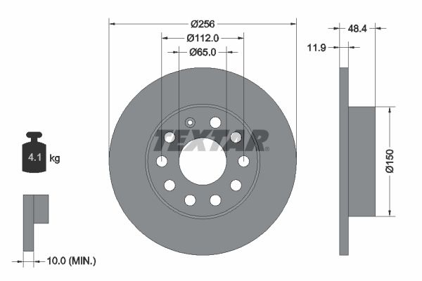TEXTAR Brake disc VW,AUDI,SKODA 92121103 1K0615601AC,1K0615601AJ,1K0615601L Brake rotor,Brake discs,Brake rotors 1K0615601AC,1K0615601AJ,1K0615601L