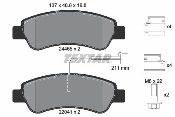 TEXTAR Brake pad set Q+ with integrated wear warning contact 2446503 Brake pads,Brake pad set, disc brake OPEL,FIAT,PEUGEOT,Movano C Kastenwagen (U9)
