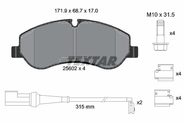 TEXTAR Brake pad set FORD 2560201 1763915,1842632,1916326 2162266,2221820,2361234,2600764,BK212K021AA,BK212K021AB,BK212K021AC,JK212K021GA,2560217014