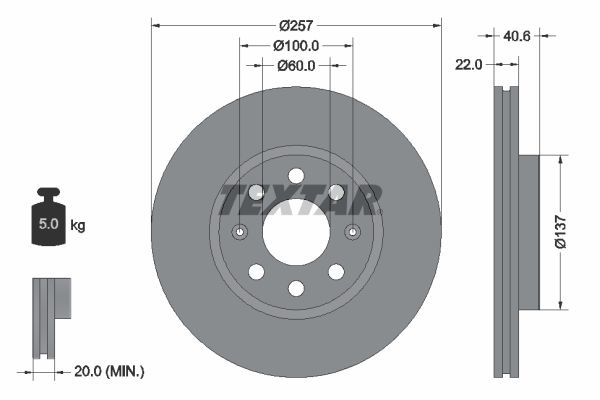 TEXTAR Brake disc OPEL,FIAT,GERMAN E-CARS 92145703 0000071773404,0006001073179,55700920 Brake rotor,Brake discs,Brake rotors 55700921,6001073179