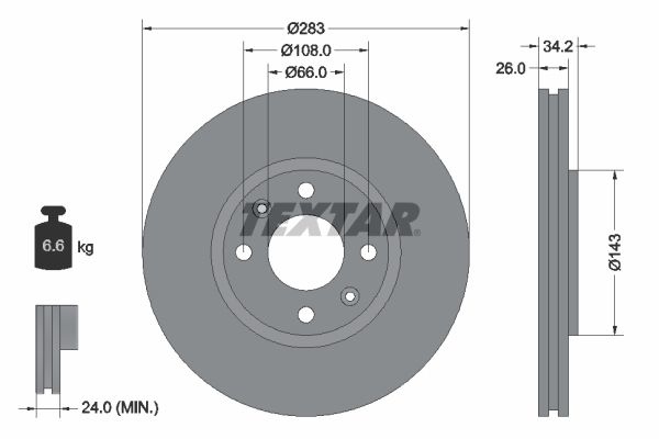 TEXTAR Brake disc OPEL,PEUGEOT,CITROËN 92111603 1606401480,1613703980,1618862780 Brake rotor,Brake discs,Brake rotors 1667857480,4246W2,4246W8,424917