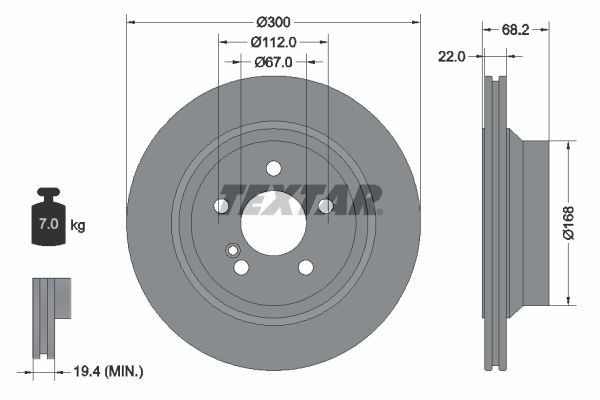 TEXTAR Brake disc MERCEDES-BENZ 92115505 0004230912,2114230912,A0004230912 Brake rotor,Brake discs,Brake rotors A2114230912,98200115501PRO