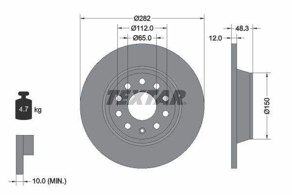 TEXTAR Brake disc solid 92140803 Brake rotor,Brake discs VW,AUDI,SKODA,Golf V Schrägheck (1K1),TOURAN (1T1, 1T2),GOLF VI (5K1),Passat Variant (3C5)