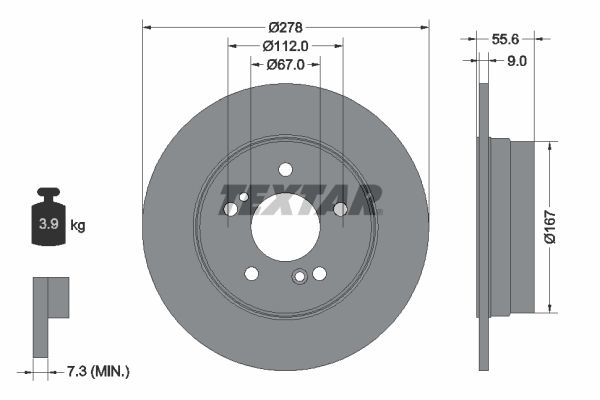 TEXTAR Brake disc MERCEDES-BENZ,CHRYSLER 92032703 05098065AA,05098066AA,05898066AA Brake rotor,Brake discs,Brake rotors 5098065AA,5098066AA,5898066AA