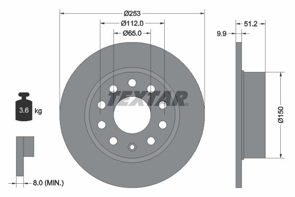 TEXTAR Brake disc VW,AUDI,SKODA 92120903 1K0615601AB,1K0615601K,5C0615601 Brake rotor,Brake discs,Brake rotors 5C0615601A,5Q0615601,5Q0615601F