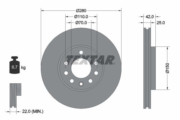 TEXTAR Brake disc internally vented 92091903 Brake rotor,Brake discs OPEL,CHEVROLET,VAUXHALL,ZAFIRA B (A05),Corsa C Schrägheck (X01),Meriva A (X03)