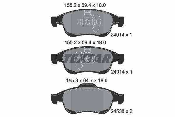 TEXTAR Brake pad set Q+ not prepared for wear indicator 2491401 Brake pads,Brake pad set, disc brake RENAULT,NISSAN,DACIA,MEGANE III Grandtour (KZ0/1)