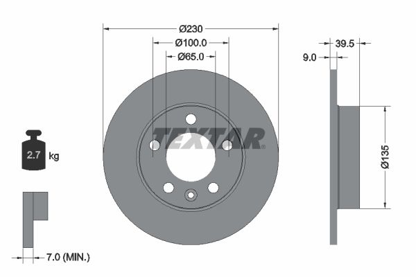 TEXTAR Brake disc VW,AUDI,SKODA 92082503 1J0615601,1J0615601C,1J0615601N Brake rotor,Brake discs,Brake rotors 1J0615601P,1J0615601Q,1JE615601,3496009