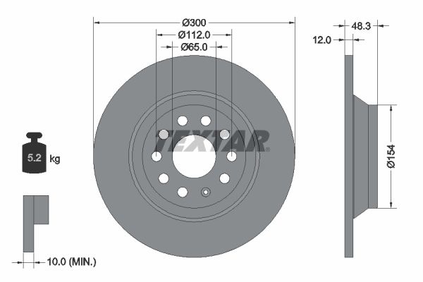 TEXTAR Brake disc VW,AUDI,FORD 92255403 3Q0615601,3Q0615601A,L3QD615601 Brake rotor,Brake discs,Brake rotors 2587062,VWN3CA2A315AA,3Q0615601,3Q0615601