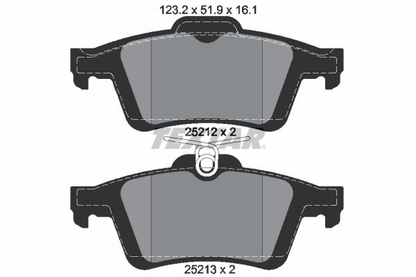 TEXTAR Brake pad set Q+ not prepared for wear indicator 2521201 Brake pads,Brake pad set, disc brake FORD,MAZDA,VOLVO,FOCUS III Turnier,Kuga Mk2 (DM2)