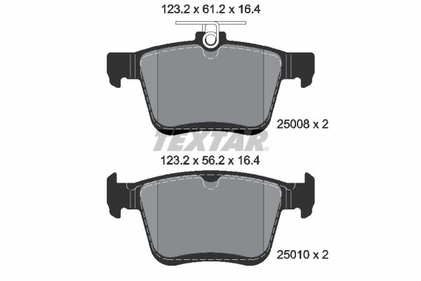 TEXTAR Brake pad set VW,AUDI,SKODA 2500801 5Q0698451AD,5Q0698451C,5Q0698451N 5Q0698451Q,8Q0698451N,8V0698451,8V0698451B,8V0698451F,JZW698451AA