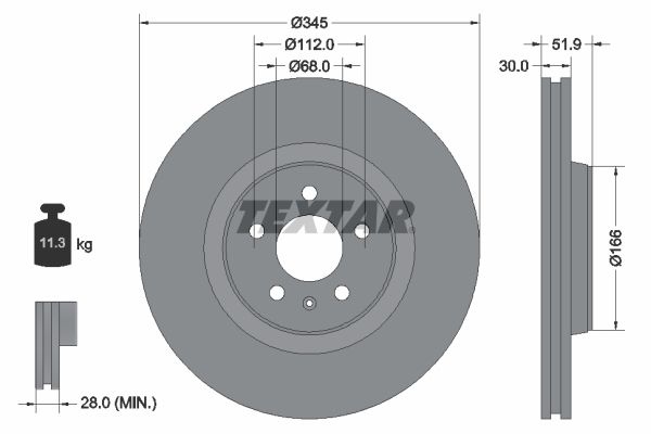 TEXTAR Brake disc AUDI,PORSCHE 92229205 4G0615301,4G0615301AE,4G0615301AF Brake rotor,Brake discs,Brake rotors 4G0615301G,4G0615301M,4G0615301Q