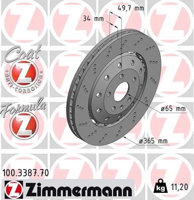 ZIMMERMANN Brake disc FORMULA Z BRAKE DISC two-part brake disc 100.3387.70 Brake rotor,Brake discs AUDI,Q3 (8UB, 8UG)