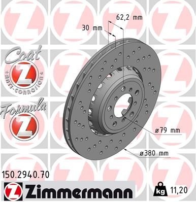 ZIMMERMANN Brake disc FORMULA Z BRAKE DISC Left 150.2940.70 Brake rotor,Brake discs BMW,3 Limousine (F30, F80),4 Coupe (F32, F82),2 Coupe (F22, F87)