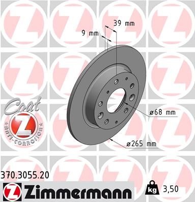 ZIMMERMANN Brake disc solid 370.3055.20 Brake rotor,Brake discs MAZDA,3 Schrägheck (BM, BN),CX-3 (DK),3 Limousine (BM, BN),3 Schrägheck (BP)