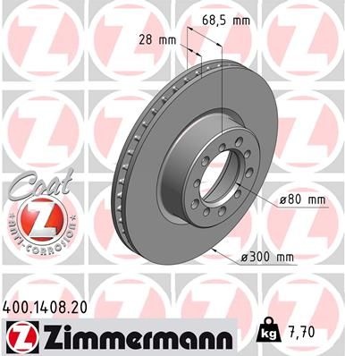 Brake Disc COAT Z 400.1408.20 Zimmermann