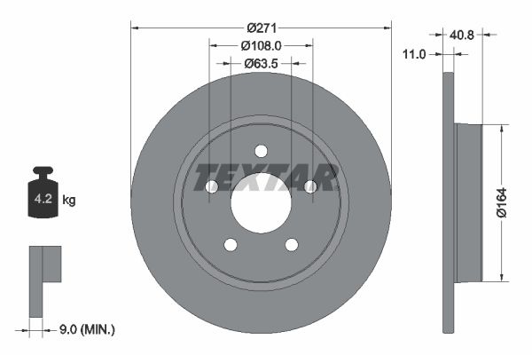 TEXTAR Brake disc FORD 92239003 1704765,1934070,2023618 Brake rotor,Brake discs,Brake rotors 5302181,BV612A315BA,BV612A315CB,BV612A315CD,BV612A315CE