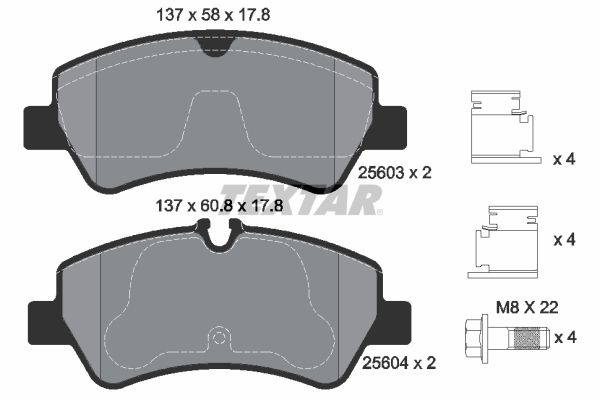 TEXTAR Brake pad set Q+ prepared for wear indicator 2560301 Brake pads,Brake pad set, disc brake FORD,Transit Mk7 Kastenwagen (V363, FCD, FDD)