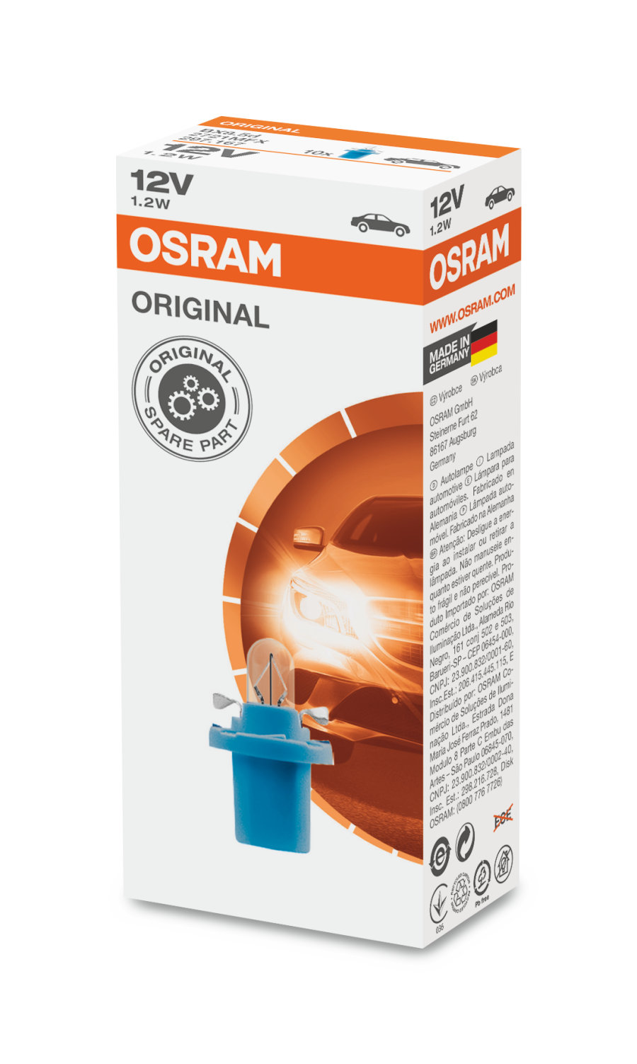 Osram BX8.5d blue 12V 1.2W