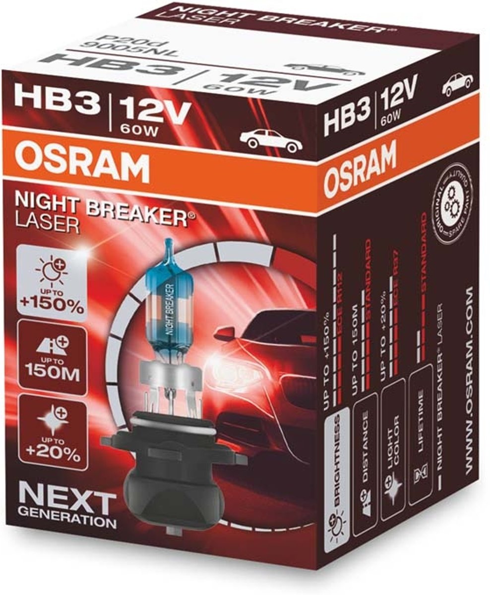 OSRAM Light Bulbs NIGHT BREAKER® LASER next generation HB3 9005NL Bulb, spotlight VW,AUDI,MERCEDES-BENZ
