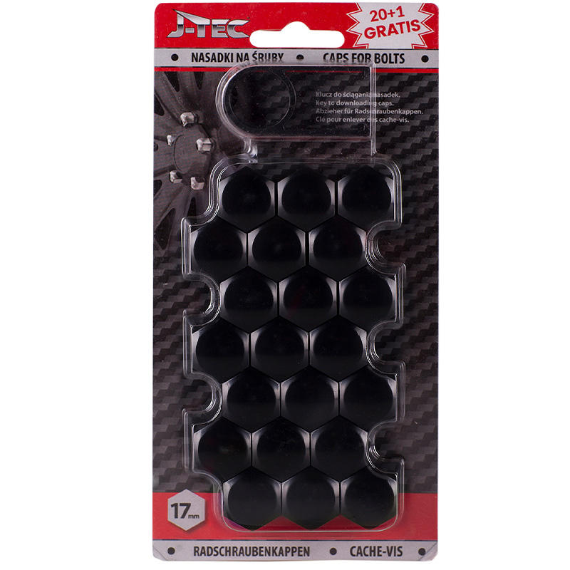 Jeu de capuchons universels pour écrous de roue - Chrome Plastic - 17mm -  set 21 pièces