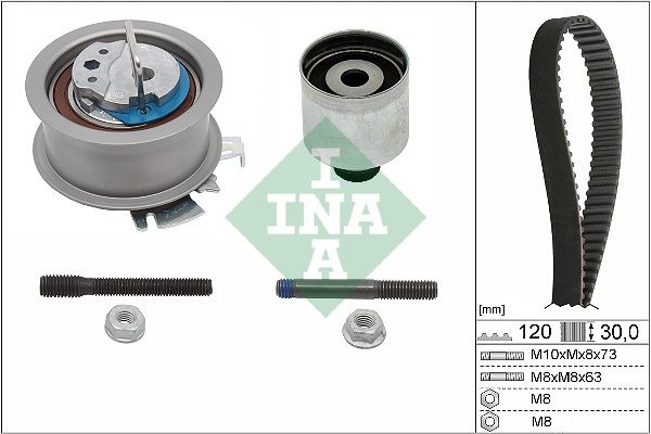 INA Timing belt kit Number of Teeth 1: 120 530 0201 10 Timing belt set,Cam belt kit VW,AUDI,FORD,Golf IV Schrägheck (1J1),Golf V Schrägheck (1K1)