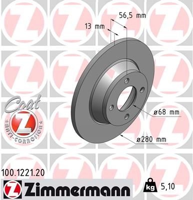 Brake Disc COAT Z 100.1221.20 Zimmermann